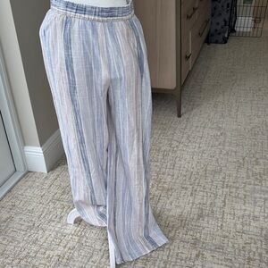 Striped Linen wide legged Pants